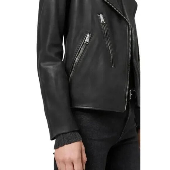 All Saints Elva Black Leather Jacket - Picture 13 of 13